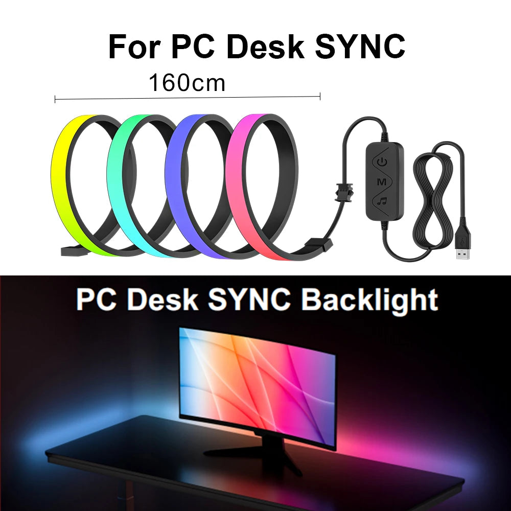 Gaming Lights Strip Monitor Backlight RGB Color Sync Light Strip Smart Control LED Display Sync PC Atmosphere Screen DIY Lamp