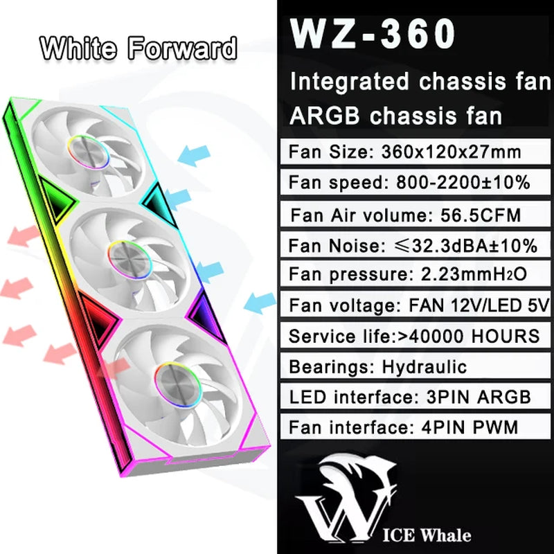 WZ-120/240/360 PC Case Fan ARGB Motherboard Sync Combination Structure Cold Exhaust Cooling Fan Ventilador