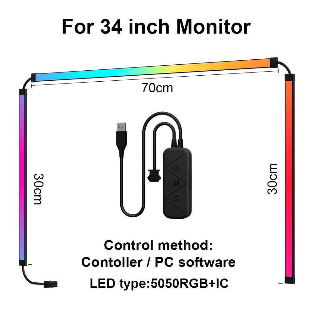 Gaming Lights Strip Monitor Backlight RGB Color Sync Light Strip Smart Control LED Display Sync PC Atmosphere Screen DIY Lamp