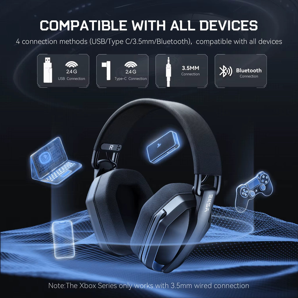 G19BT 2.4Ghz Wireless Gaming Headphones Ultra-Light Bluetooth 5.4 Headset Gamer with Microphone for Pc/Ps5/Xbox