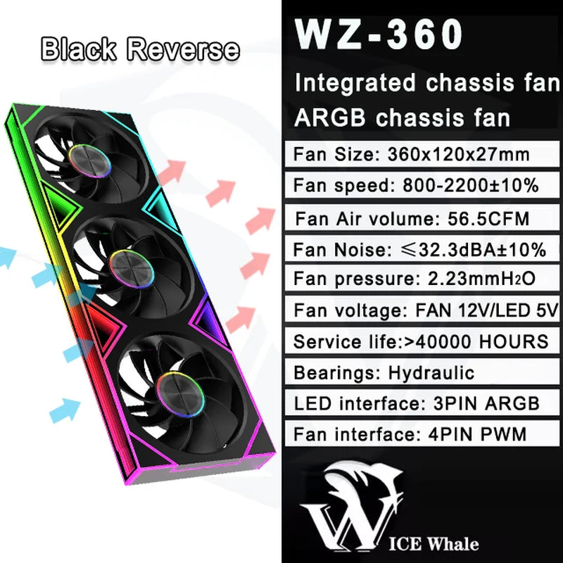 WZ-120/240/360 PC Case Fan ARGB Motherboard Sync Combination Structure Cold Exhaust Cooling Fan Ventilador